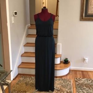 Teal knit maxi dress with side slit